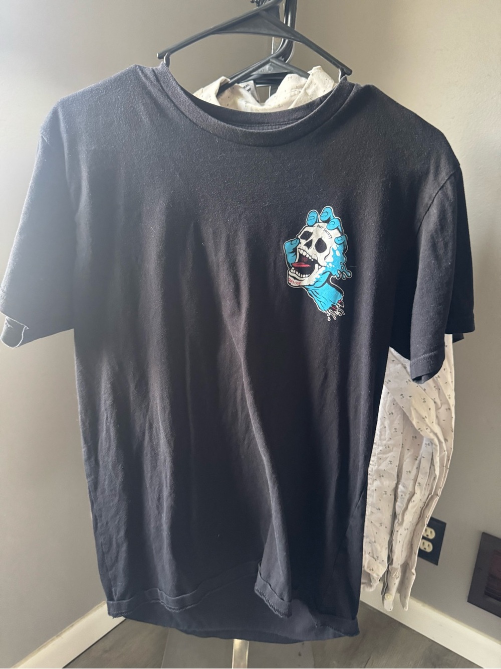 Riot society Black Graphic Tee with Blue Skull Accent